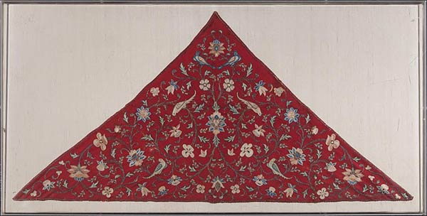 Scarf, Istanbul, Embroidered in silk & silver thread on cashmere wool, Late 18th century
