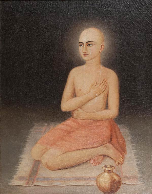 Anonymous Bengal Artist, A Portrait of Sri Krishna Chaitanya Mahaprabhu as Gaurasunda, Bengal, 19th century, Oil on canvas, 51 x 41 cms