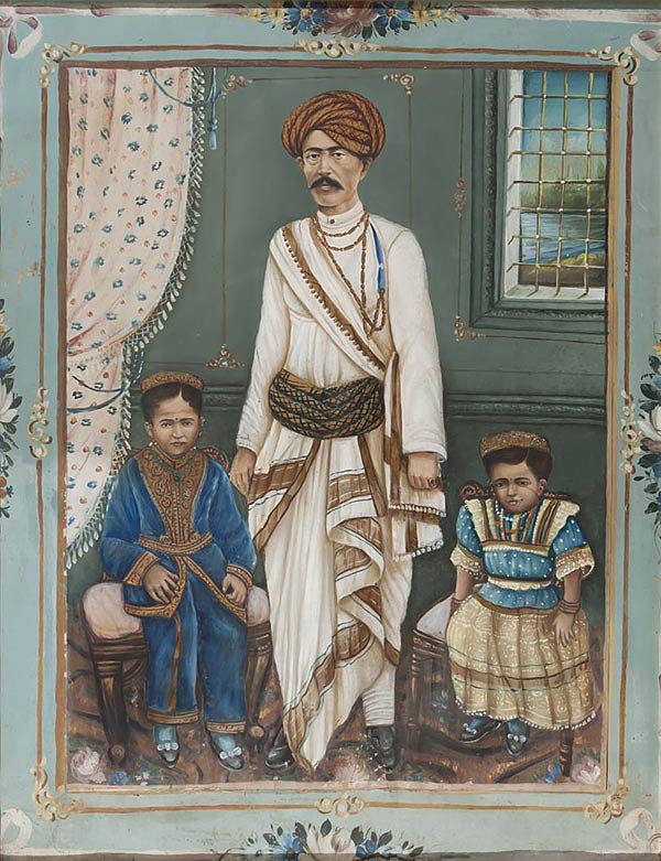 A Princely Family, Painted Photograph, Circa 1875, 70 x 55 cms