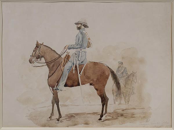 European Mounted Police, Lieutenant Charles W. Thompson, Watercolour on paper, 24 x 30 cms