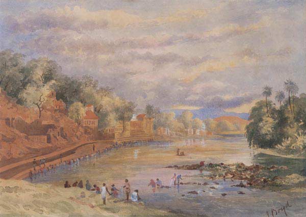 Moota Moola River Scene, Julius Middleton Boyd, 1880's, 50 x 35 cms