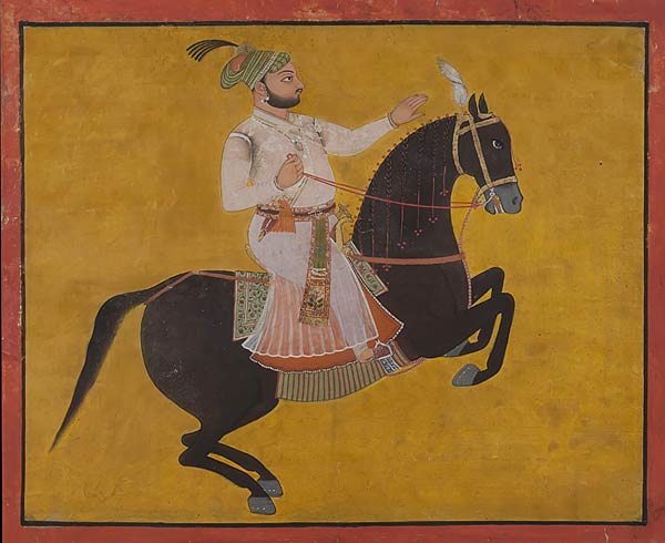 Equestrian Portrait of Prince Kauju Ram, Wajid, Published Pasricha, 'Painting at Sawar & at Isarda in the 17th Century', 1982, 31.8 x 40 cms