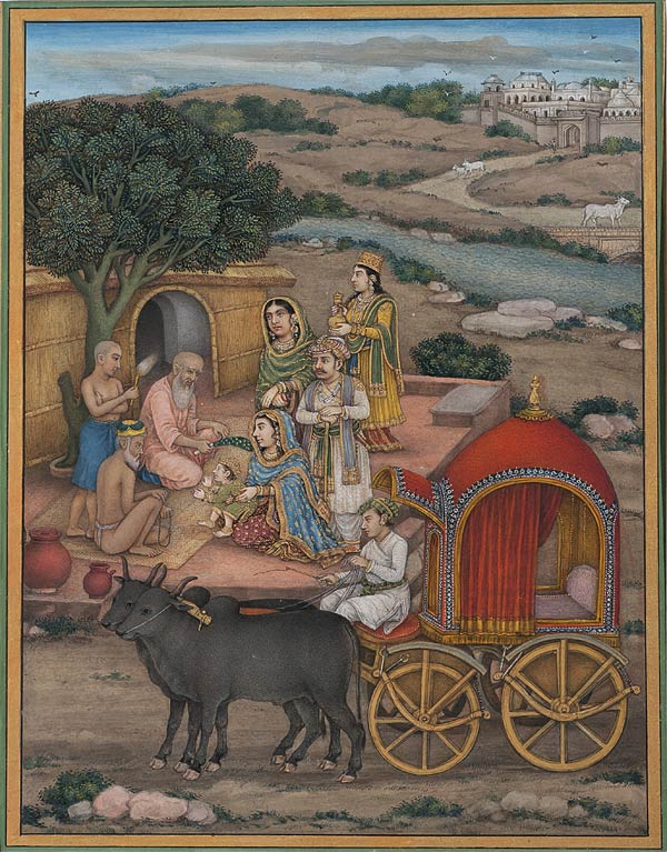 A Group of Noble People Visiting a Holy Man, Compnay School, Lucknow or Delhi, Cîrca 1800