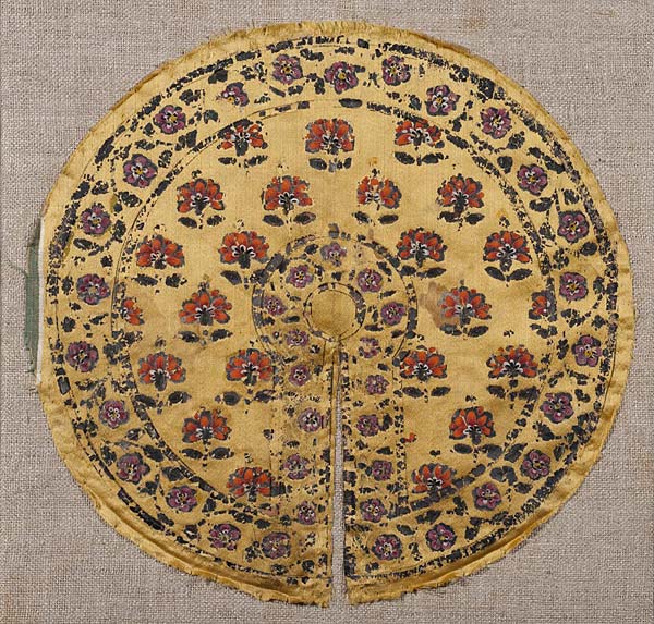 Hand Pankha, Western India, Mashru Fabric, Pigment painting & printing, Late 18th century, 18.5 cms