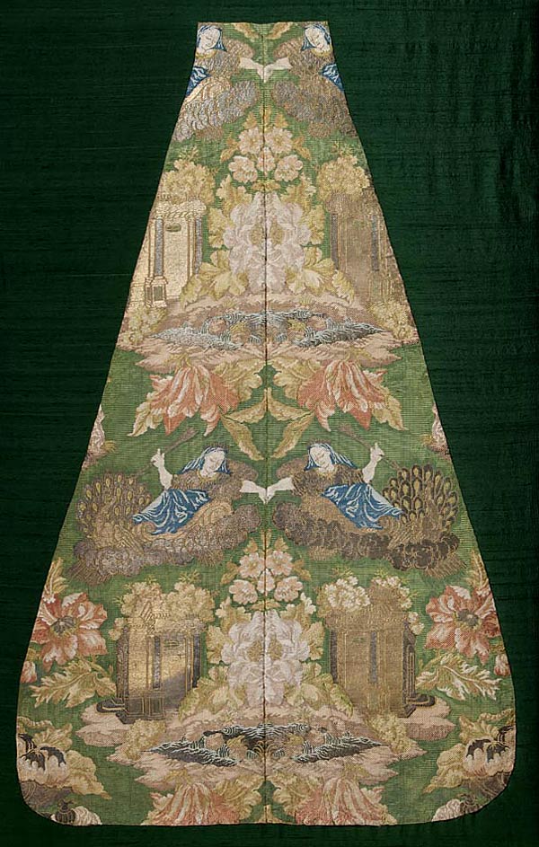 A Highly Important Textile, Part of a Church Vestment, Polychrome silks with metal threads, Circa 1725, 86 x 53 cms